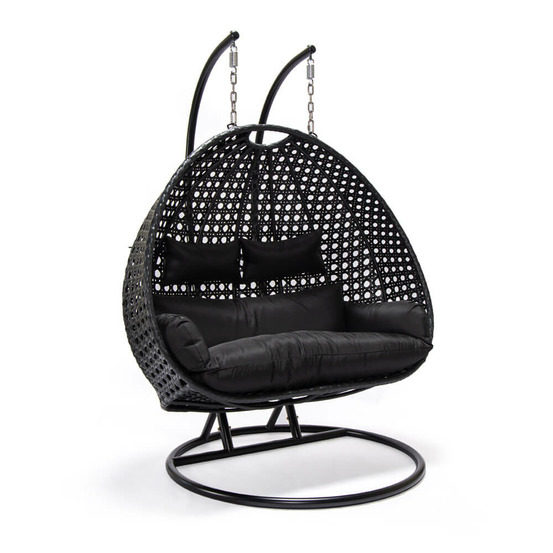 Home deluxe - fauteuil suspendu twin - noir, hauteur 195 cm - avec support, coussins d'assise et de dossier inclus i fauteuil