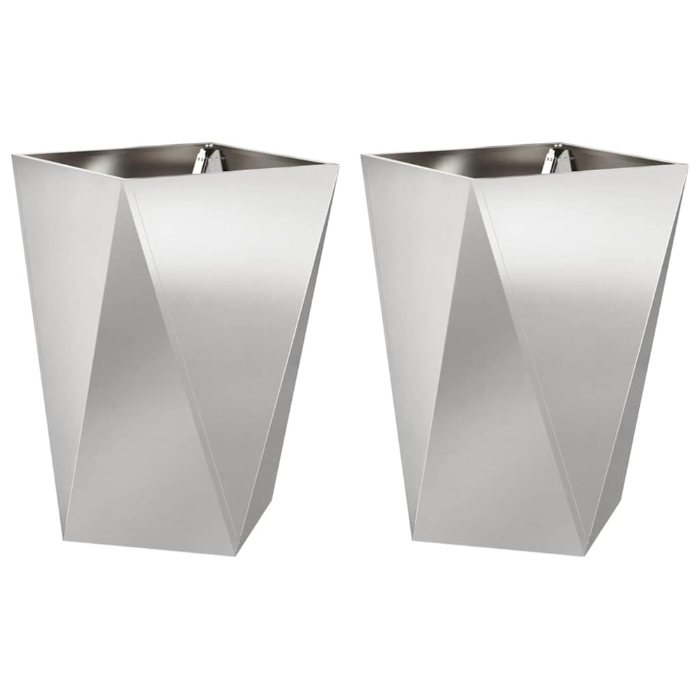 Jardinière d'extérieur 2 pcs argent 50 x 50 x 75 cm acier inoxydable