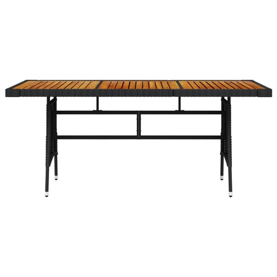 Table de jardin noir 160x70x72 cm résine tressée et acacia