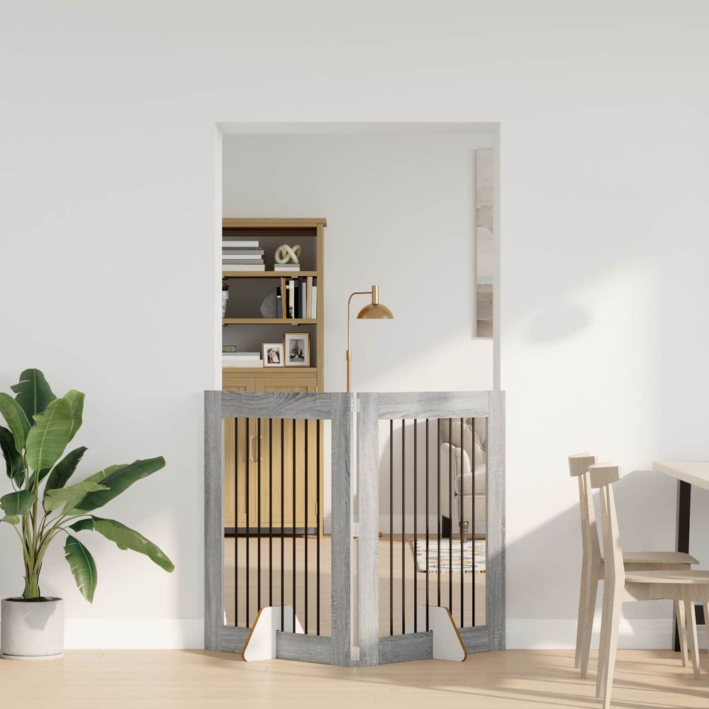 Barrière de sécurité pour chien en bois intérieur modulable 160,5cm gris