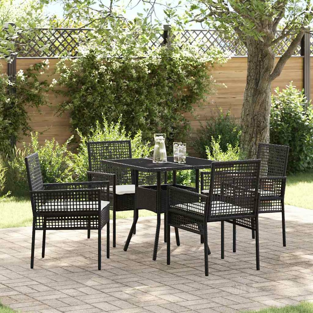 Ensemble de salle à manger pour jardin 5 pcs noir polyrotin