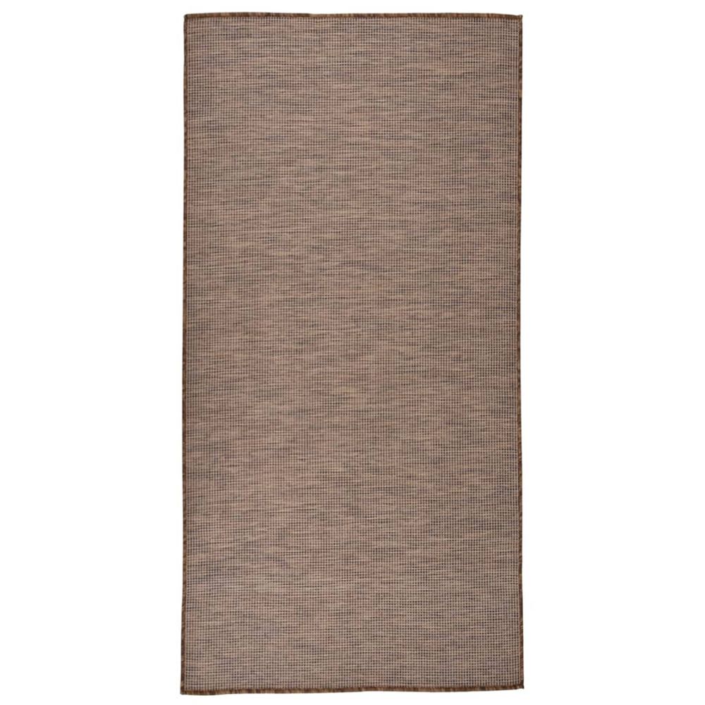Tapis à tissage plat d'extérieur 100x200 cm marron