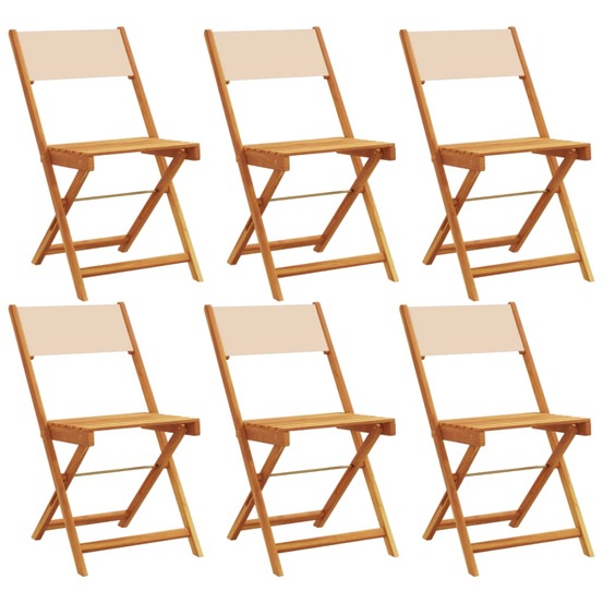 Chaises de jardin pliantes lot de 6 beige tissu et bois massif