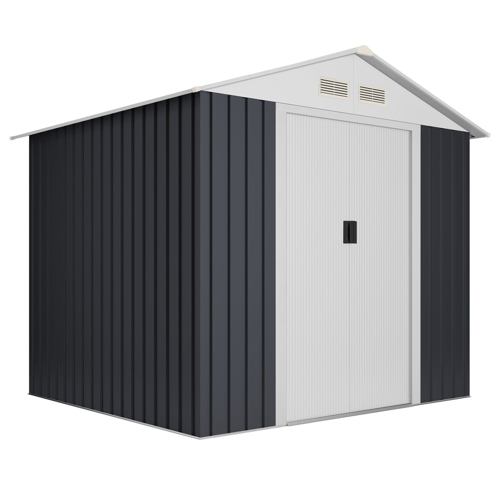 Wasabi - abri métal avancé seconde 4,1m² – 158x260x200cm, portes coulissantes, rampe d'accès, sécurisé