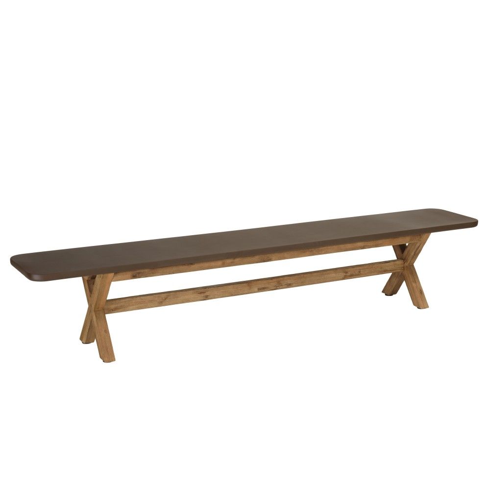 Banc 240x40cm effet béton marron pieds acacia