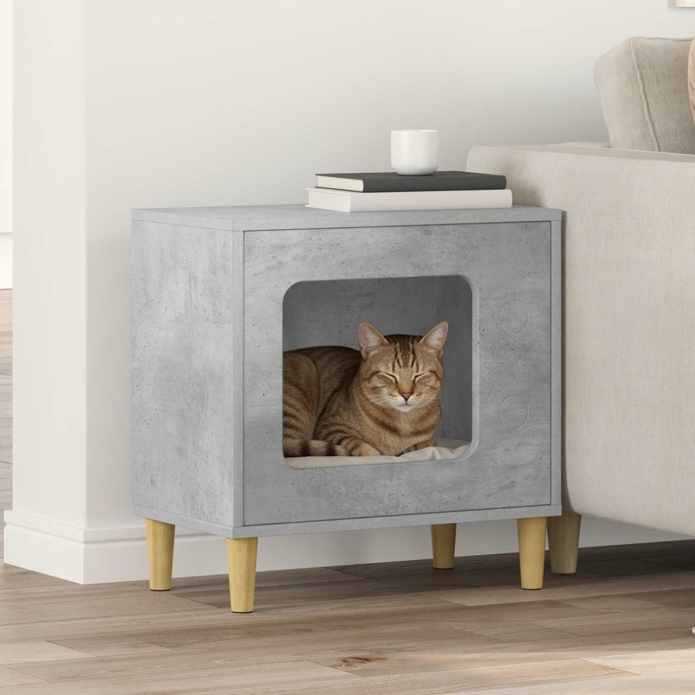Niche chat haute effet béton repos gris 52cm pour chat urbain solide