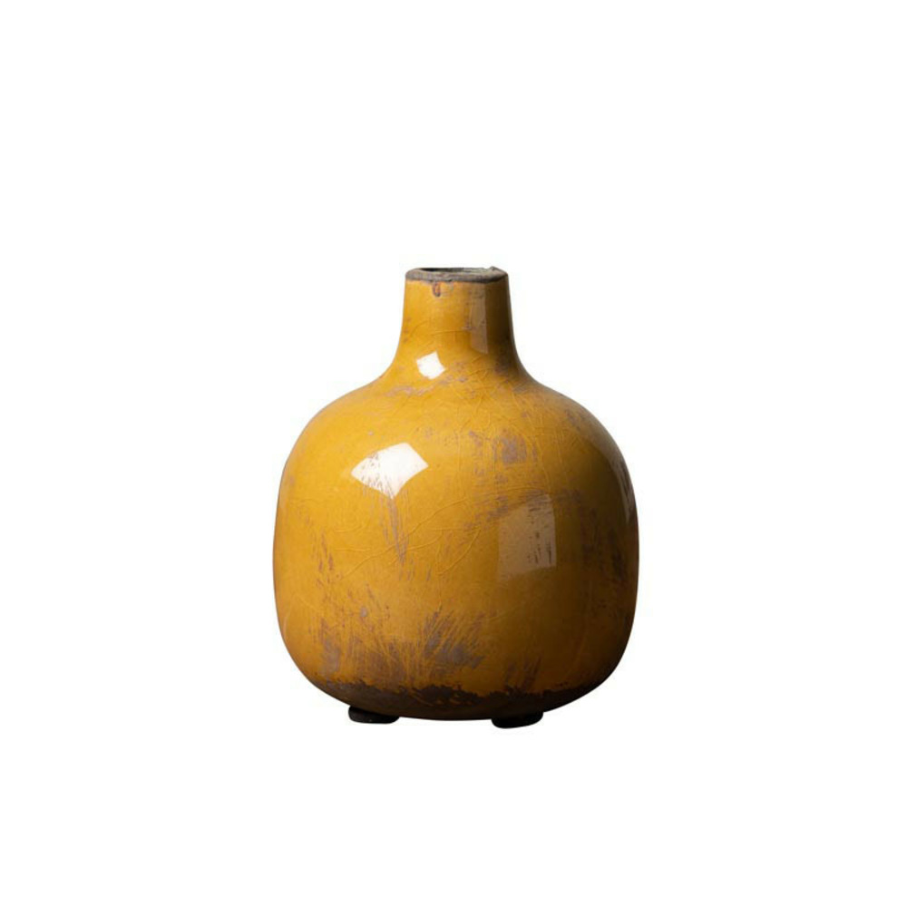 Vase céramique moutarde 13x11cm