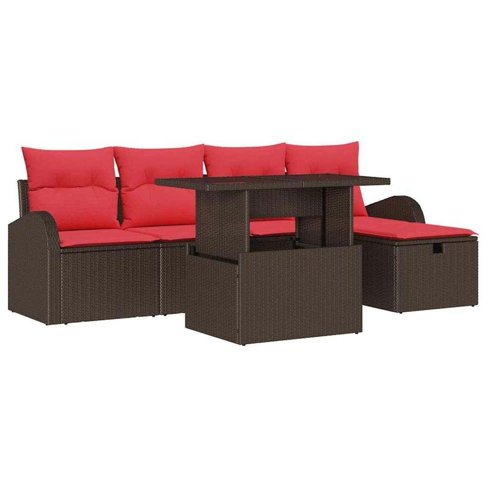 Ensemble de canapé de jardin 6 pc marron polyrotin