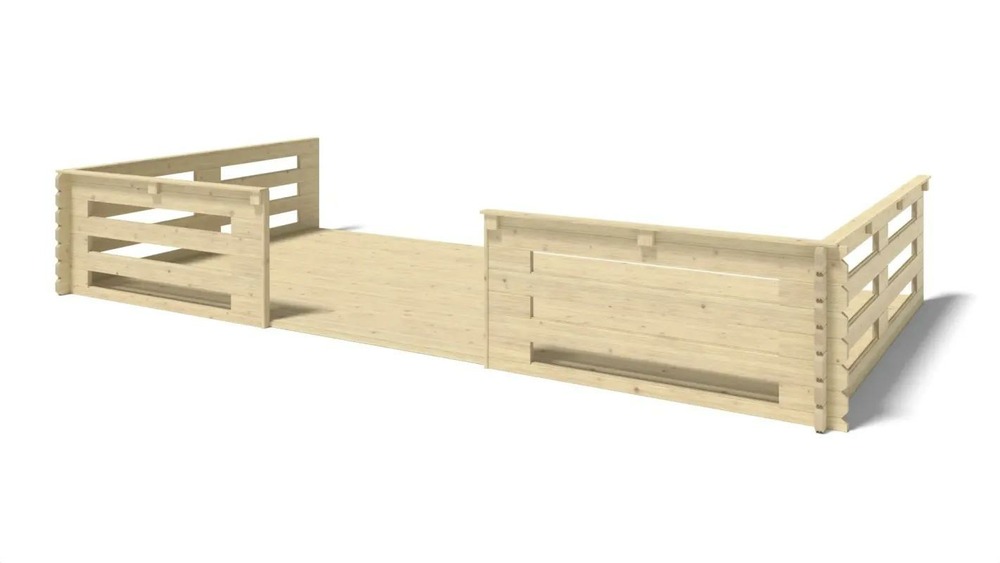 Terrasse en bois avec balustrade pour abri en bois - 18m2 - 6m x 3m - couleur: naturel - dom558 - altanka