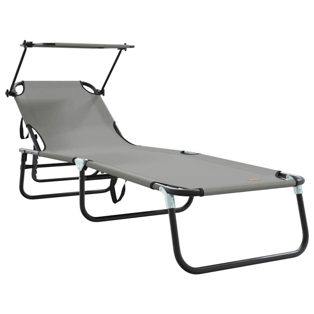 Chaise longue pliante oxford gris bain de soleil