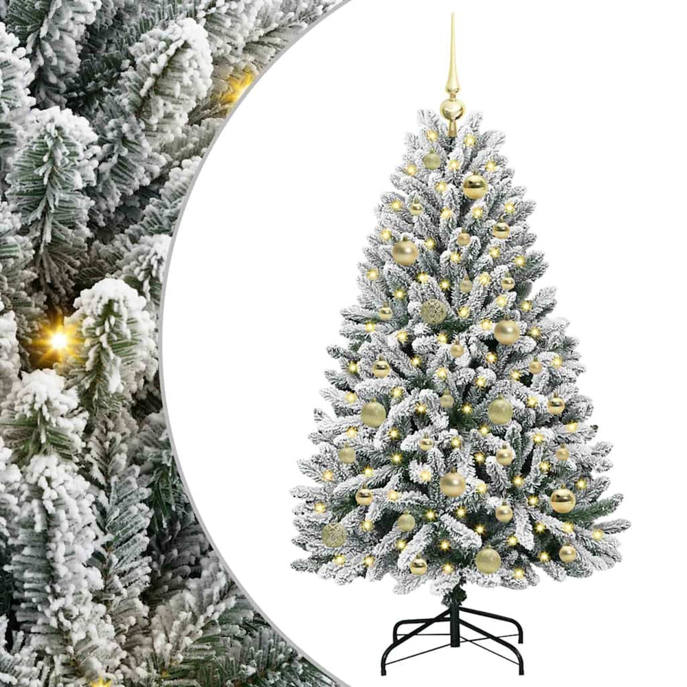Sapin de noël artificiel vert et blanc 120 cm pvc et métal