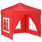 Tente de réception pliable avec parois rouge 2x2 m