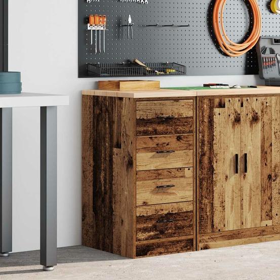 Armoire de rangement de garage vieux bois 40x51x85 cm bois pin