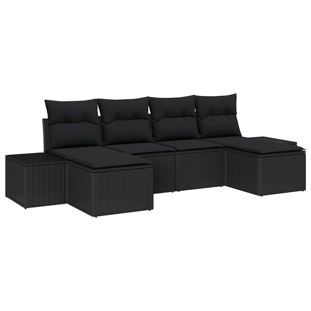 Ensemble de canapé de jardin avec coussin 4 pcs noir polyrotin