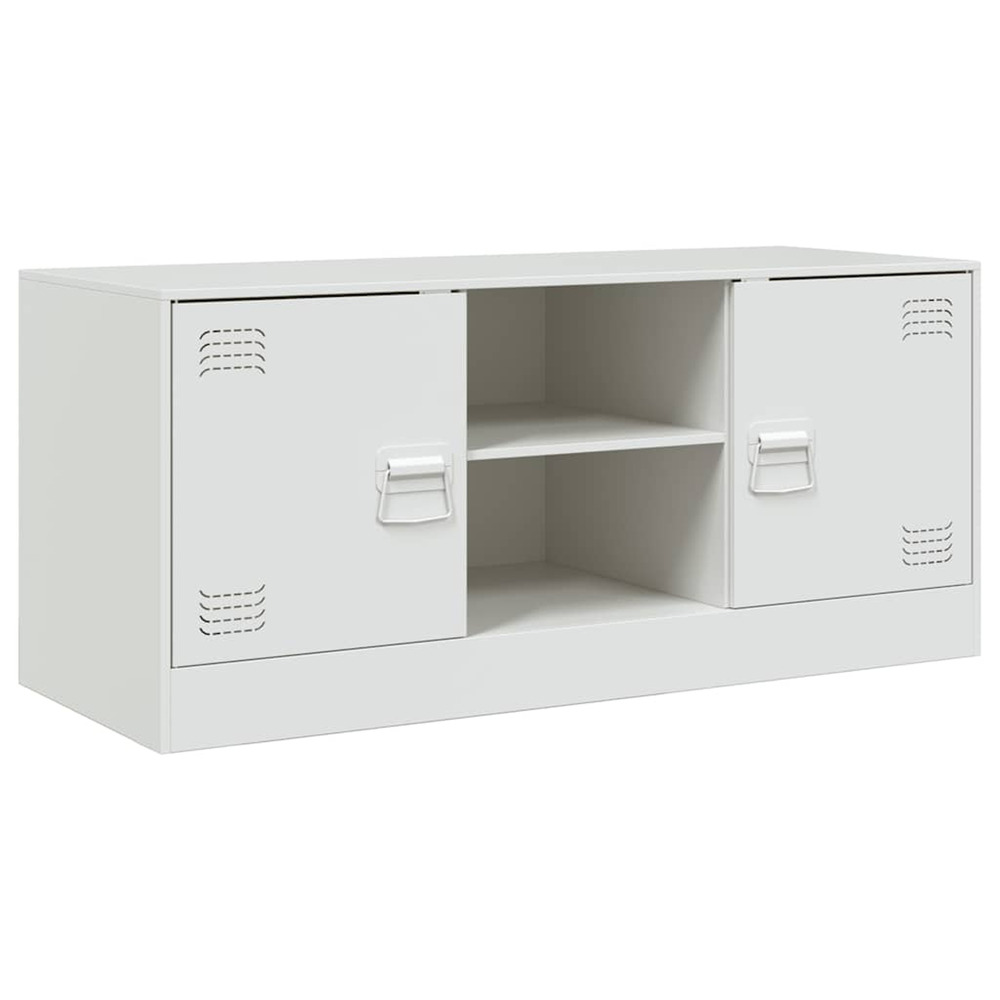 Meuble tv blanc 99x39x44 cm acier