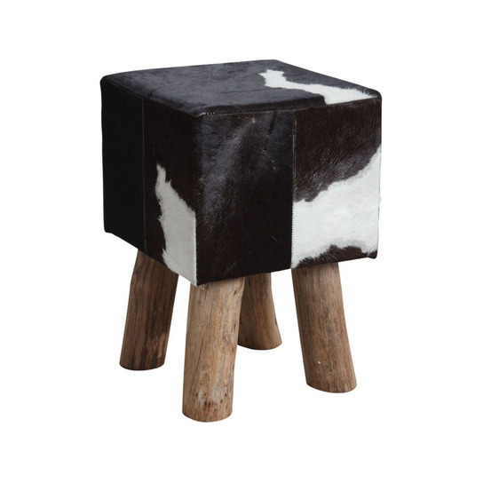Tabouret carré en peau de vache