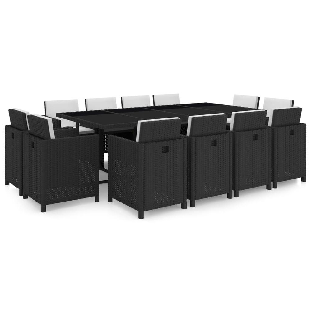 Salon de jardin 13 pcs avec coussins résine tressée noir