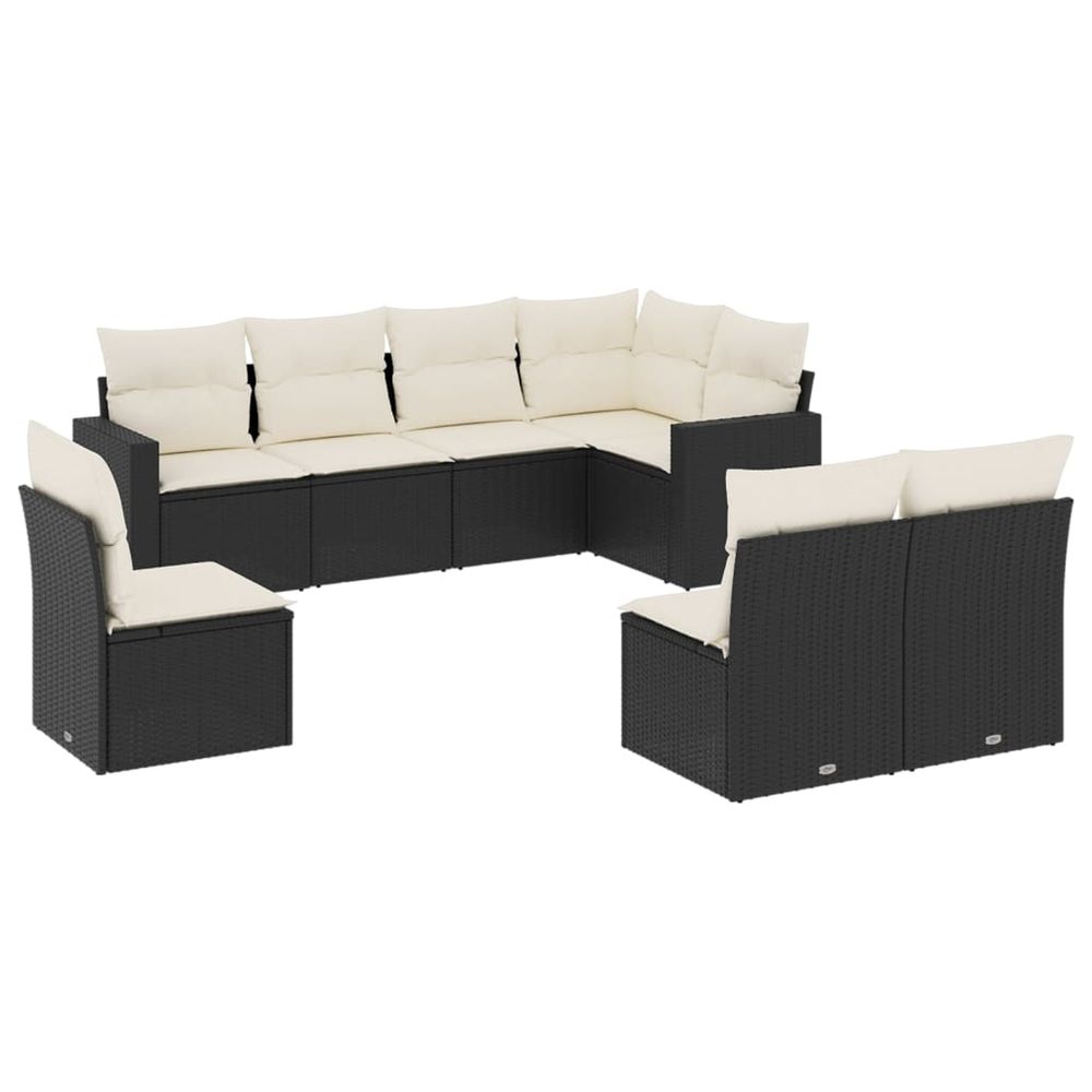 Salon de jardin 8 pcs avec coussins noir résine tressée