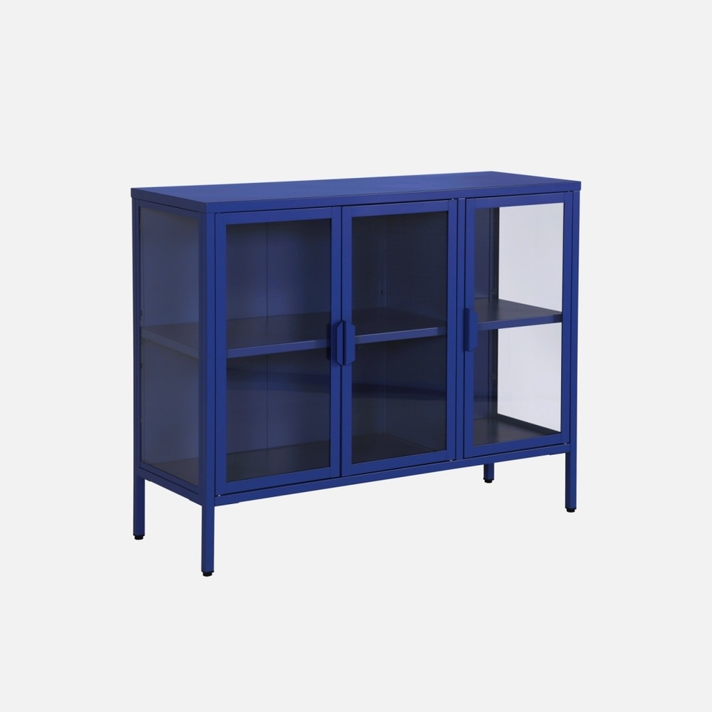 Buffet industriel métal et verre trempé 3 portes 100cm - arkansas