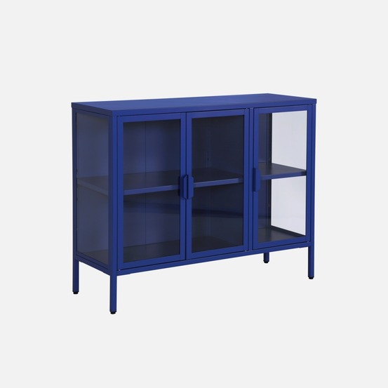 Buffet industriel métal et verre trempé 3 portes 100cm - arkansas