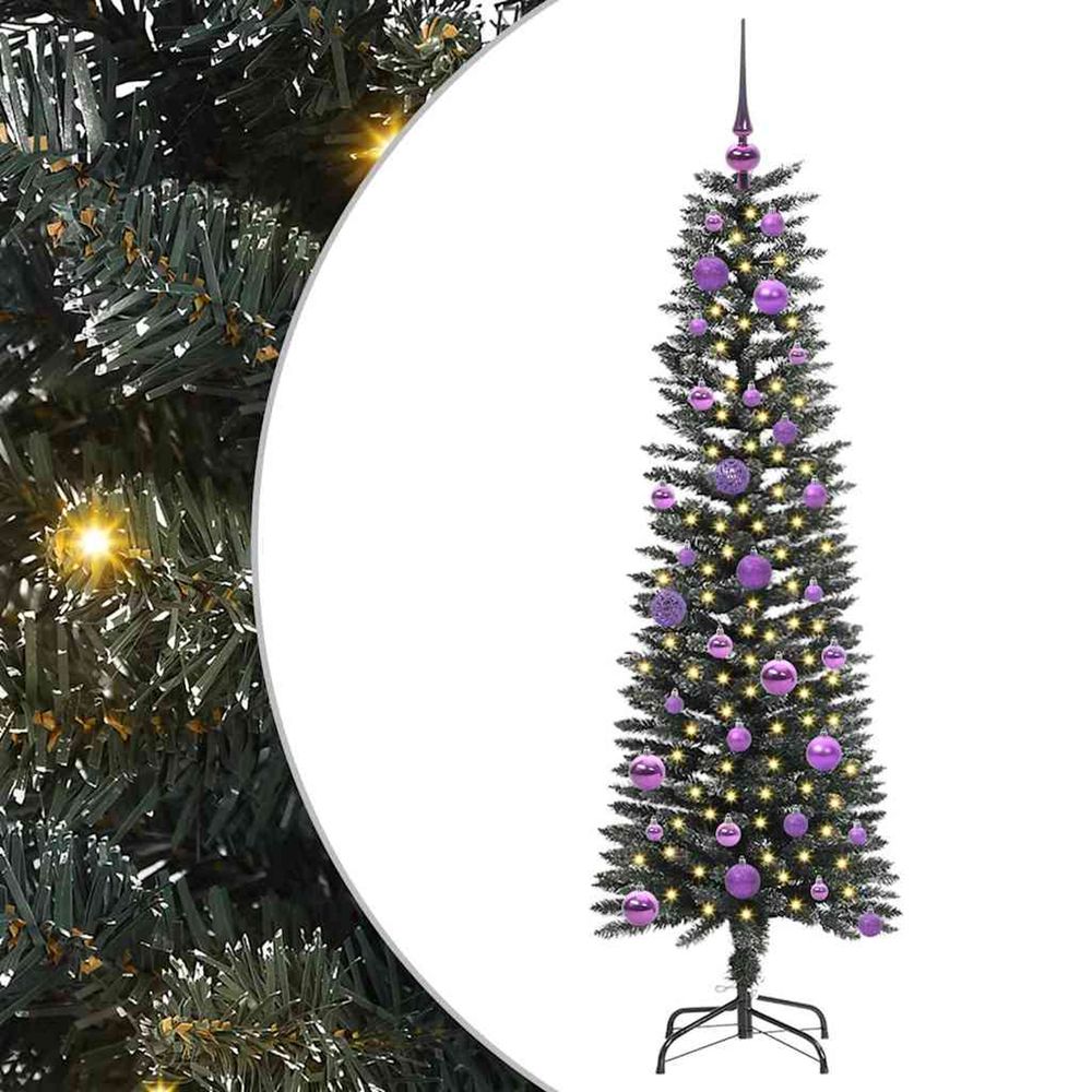 Sapin de noël artificiel vert 150 cm pvc, plastique et acier