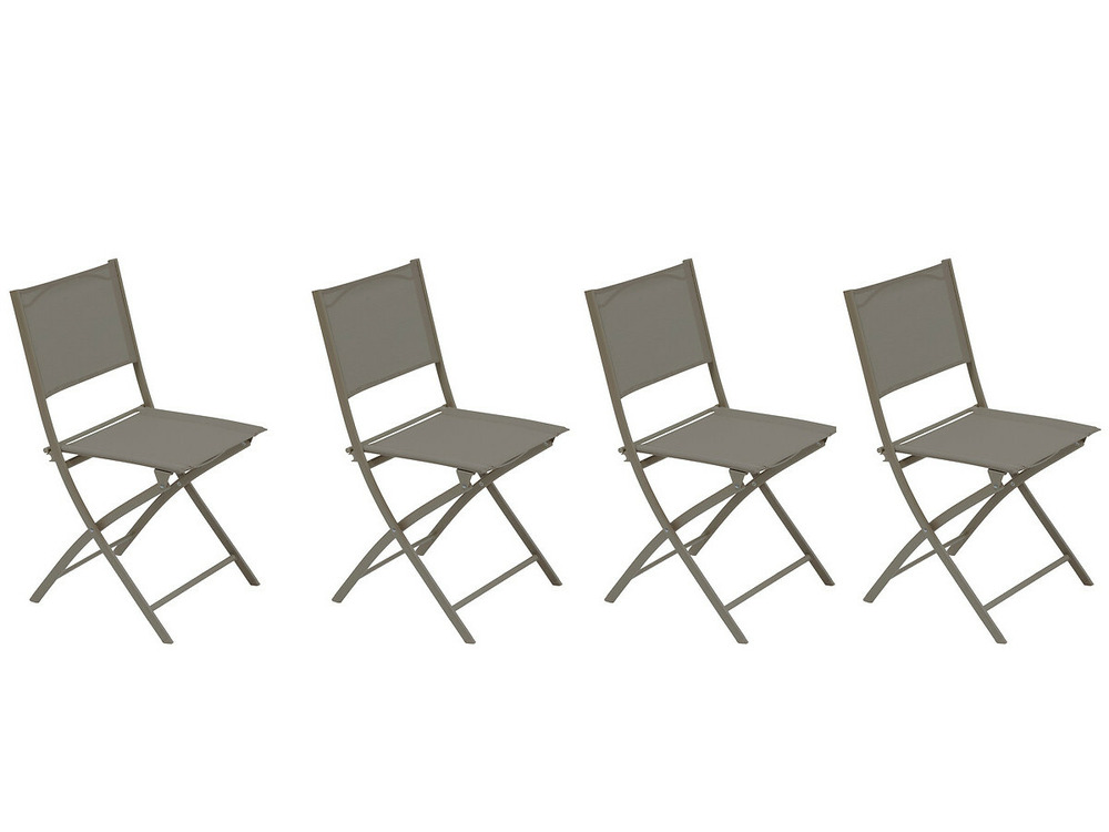 Lot de 4 chaises de jardin pliante métal modula café/noisette-