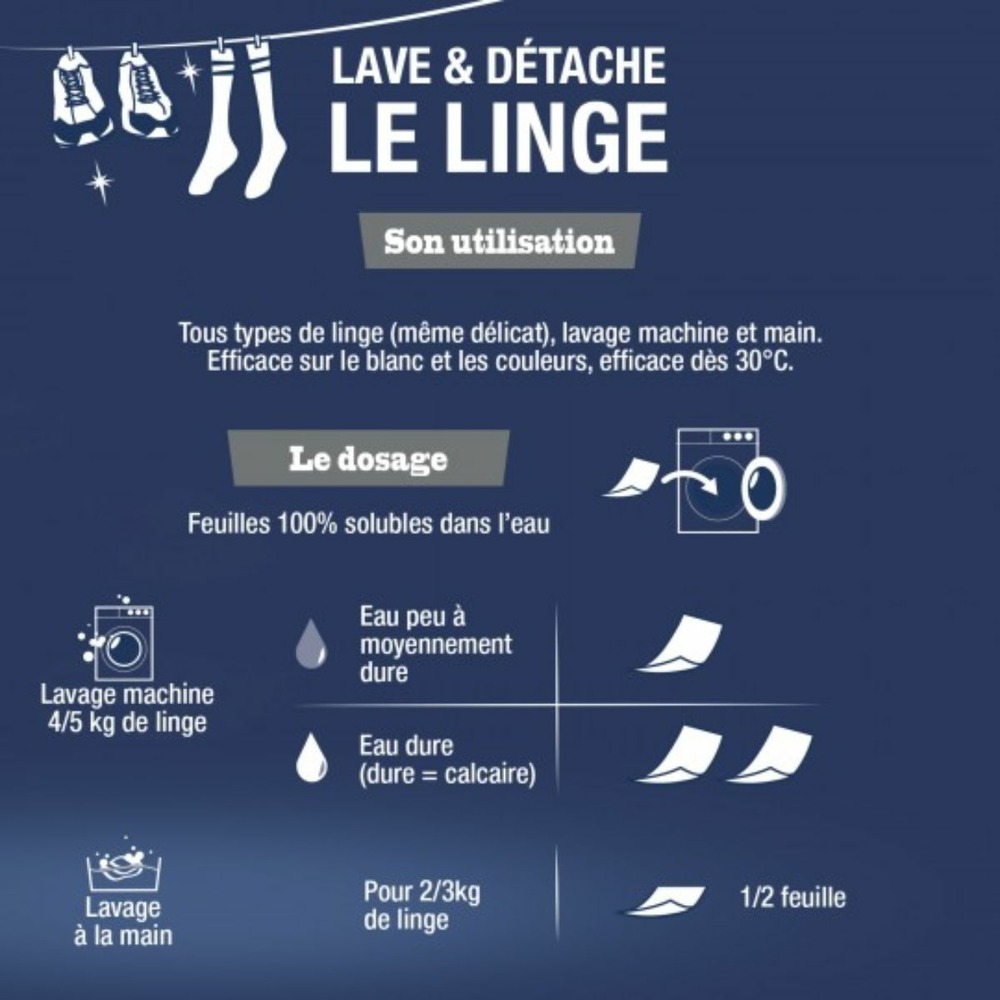 Feuilles de lessive au bicarbonate - jacques briochin