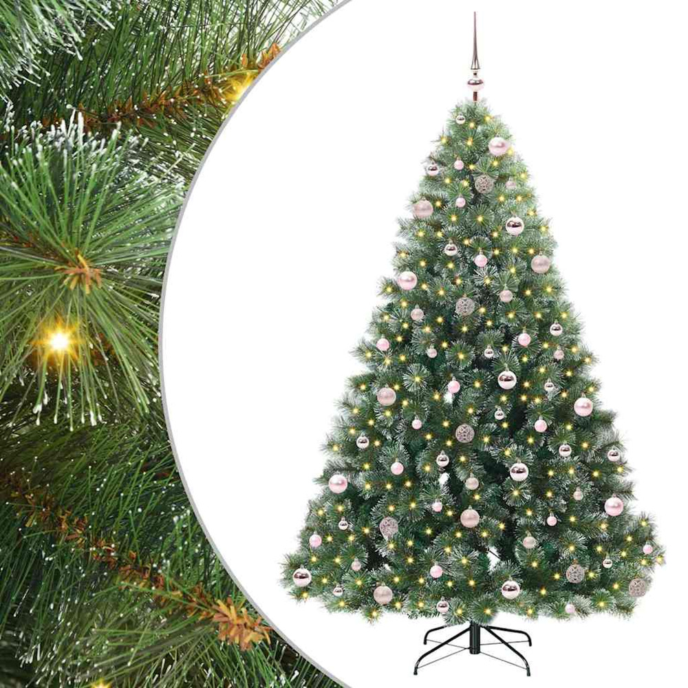 Sapin de noël artificiel avec 300 led vert 210 cm pe et pvc