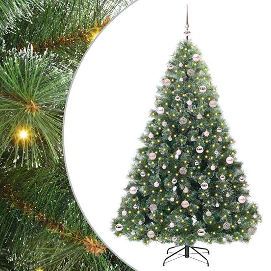 Sapin de noël artificiel avec 300 led vert 210 cm pe et pvc