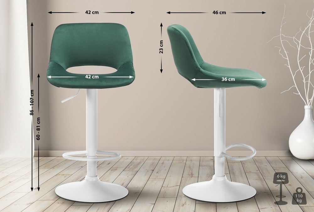 Tabouret de bar camden velours blanc