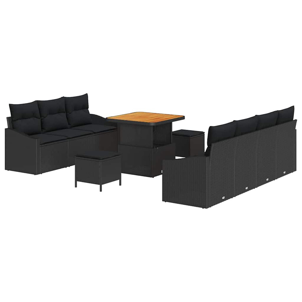 Ensemble de canapé de jardin avec coussin 10 pcs noir