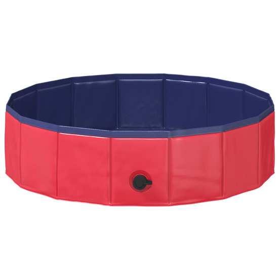 Piscine de nage pliable pour chien rouge et bleu pvc