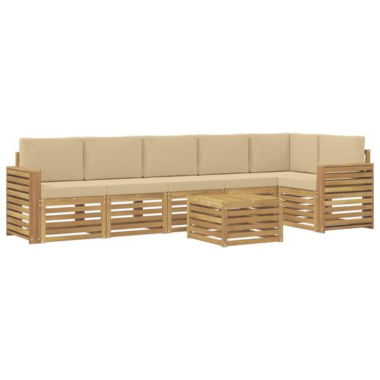 Ensemble de canapés d'extérieur 7 pc blanc et beige polyester