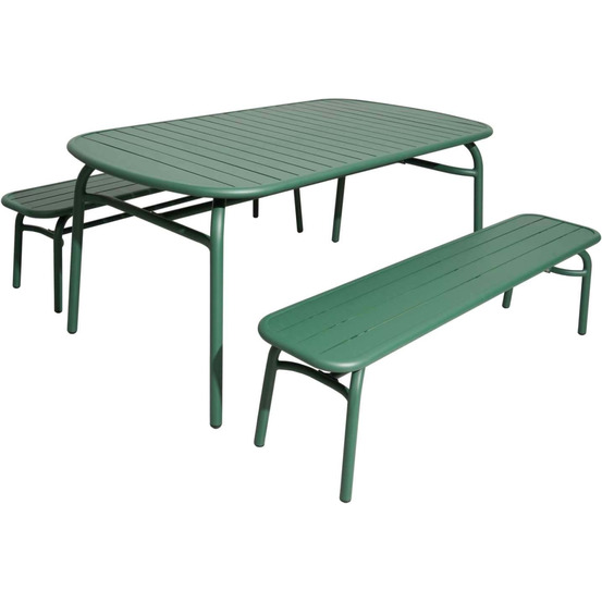 Ensemble table et 2 bancs de jardin en aluminium oscar