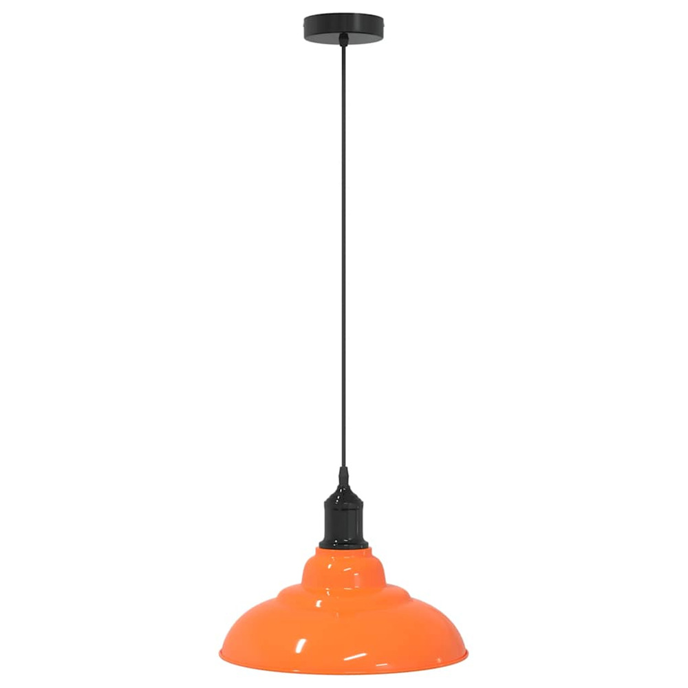 Lampe suspendue réglable hauteur e27 orange brillant métal