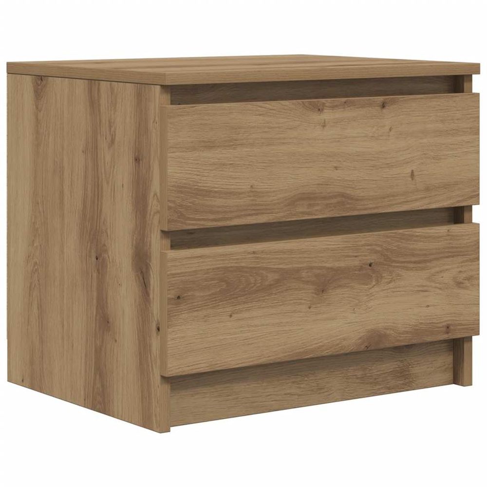 Table de chevet chêne artisanal 50x40x43.5 cm bois d’ingénierie