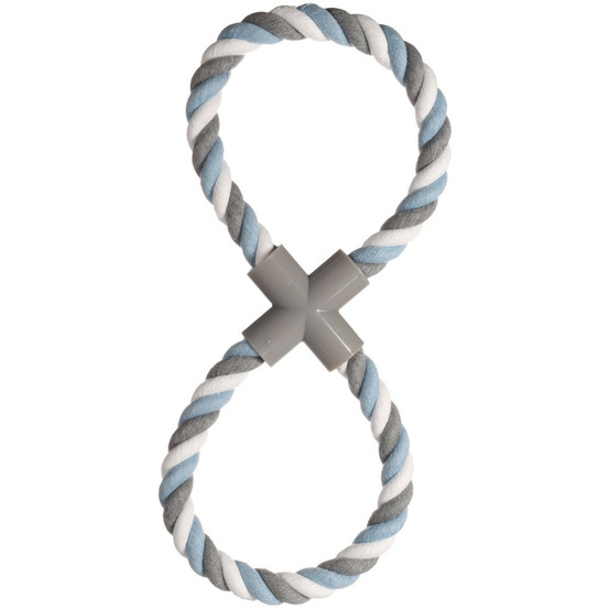 Jouet corde en 8 corde à tirer bleu 15 x 38 x 3 cm pour chien