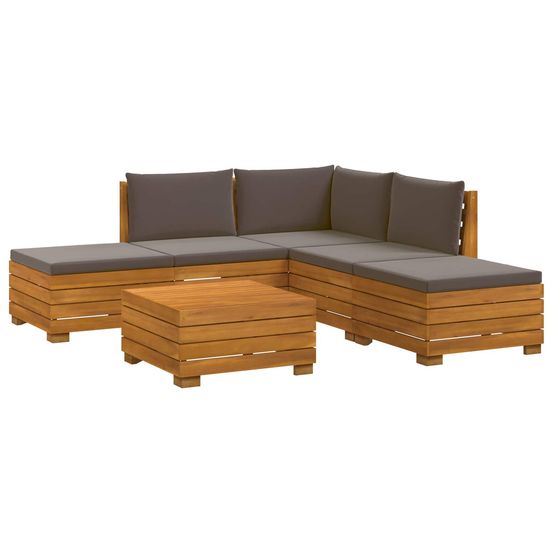 6 pc ensemble de canapés d'extérieur bois d'acacia massif