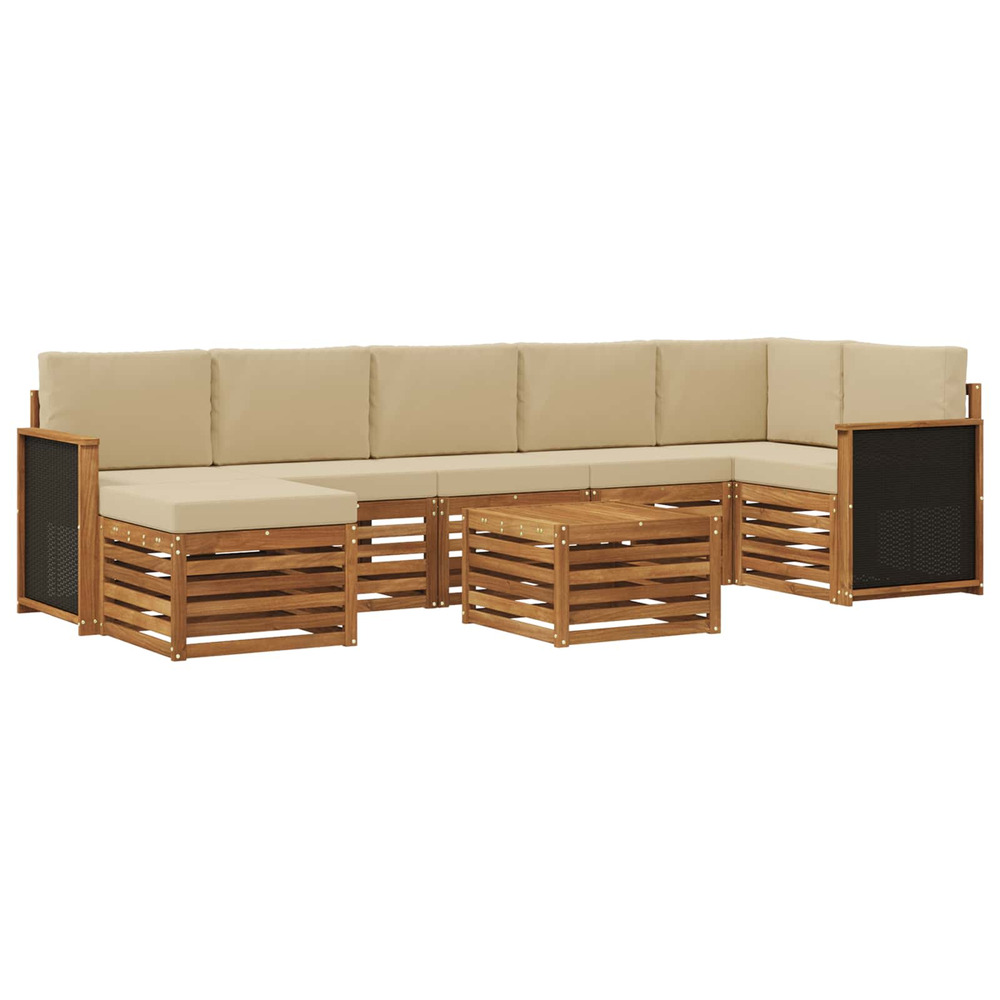 Ensemble de canapés d'extérieur avec coussin 7 pcs naturel