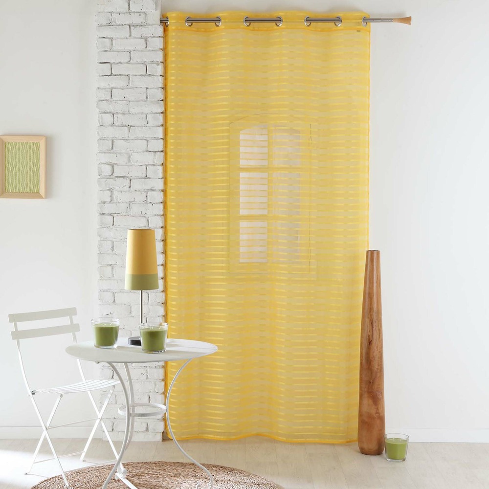 Panneau a anneaux rideau voile 140 x 240 cm ryane jaune