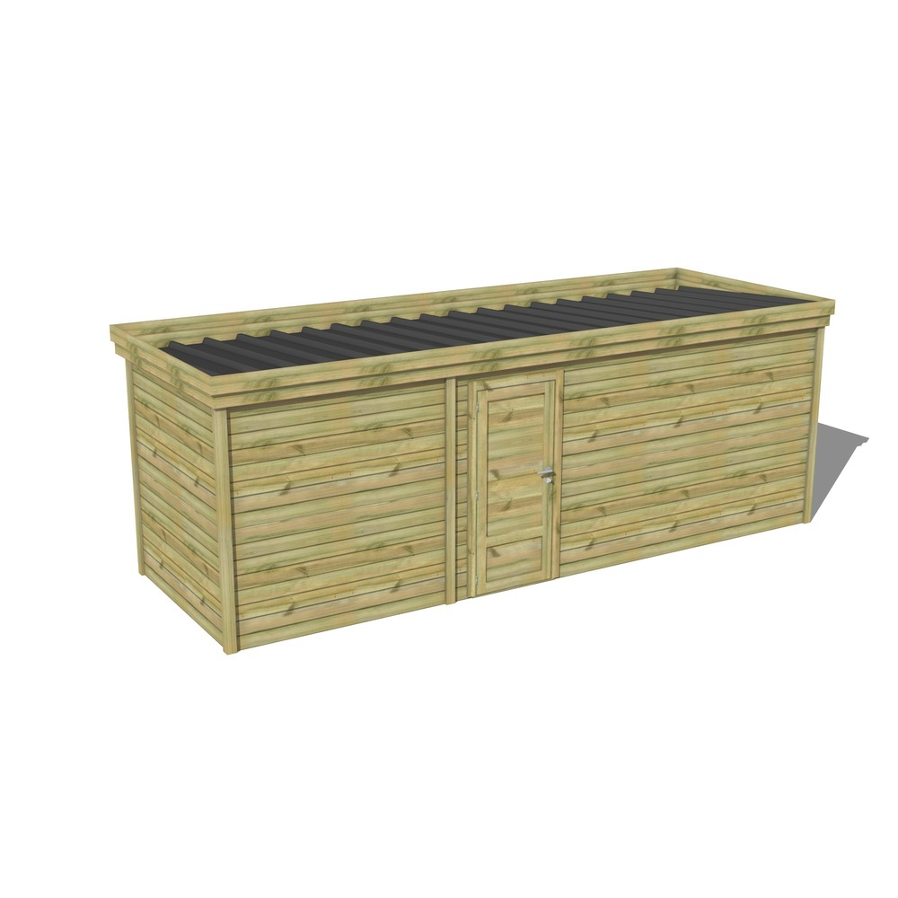 Abri de jardin bois pin traité autoclave 27mm - 6,89x2,14m / 15m2 - bac acier - abri français