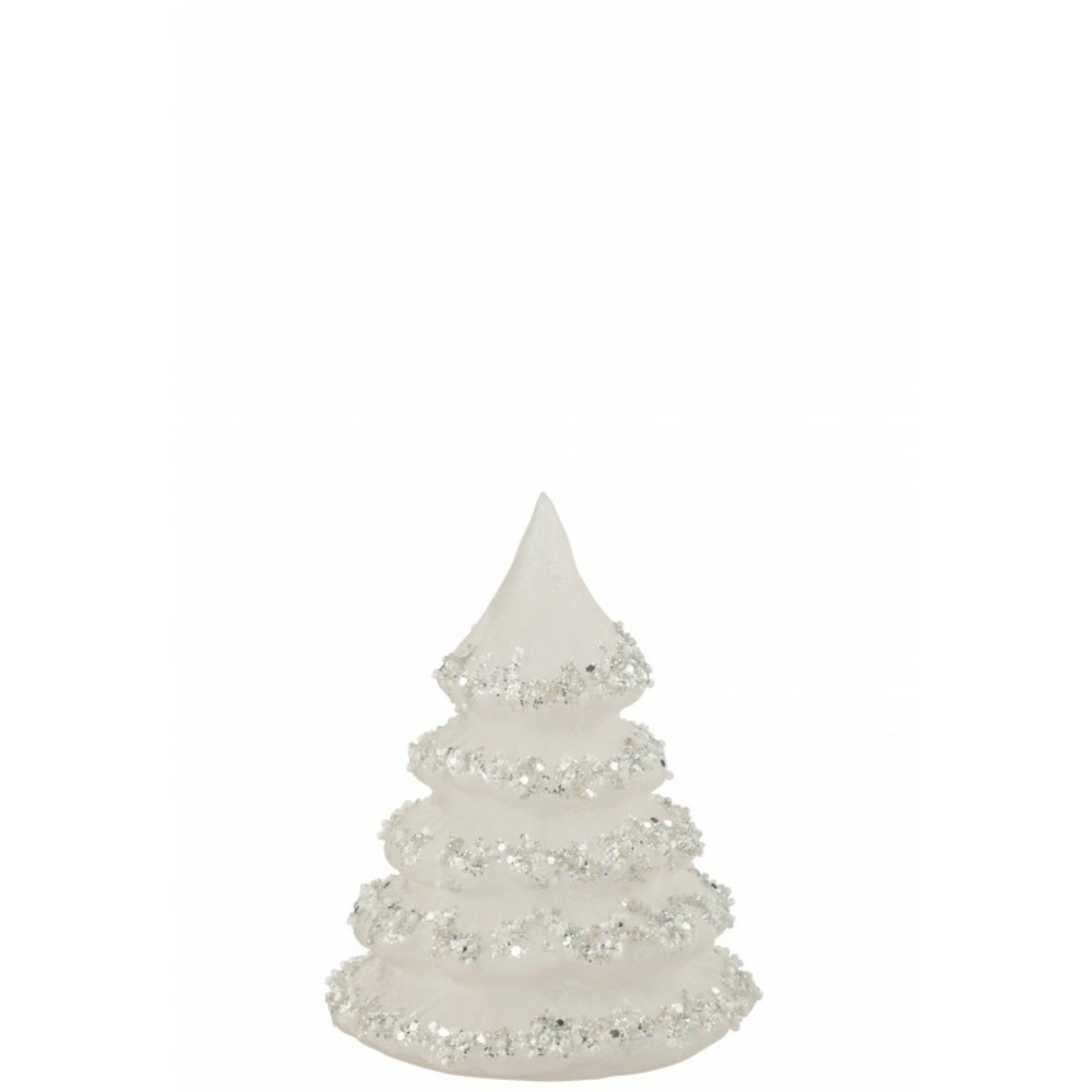 Sapin de noël décoratif en verre blanc 11x16cm