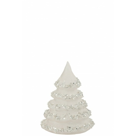 Sapin de noël décoratif en verre blanc 11x16cm