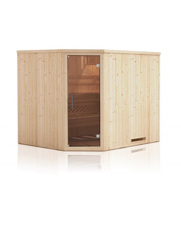 Cabine de sauna d’angle finlandais mafana 4 places 194x194 x h.199 cm