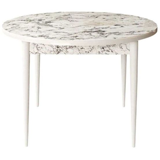 Table de repas ronde rox blanc marbré
