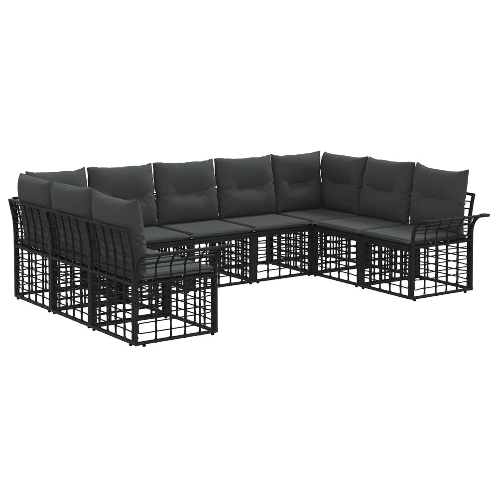Ensemble de canapés d'extérieur 9 pc noir et gris foncé