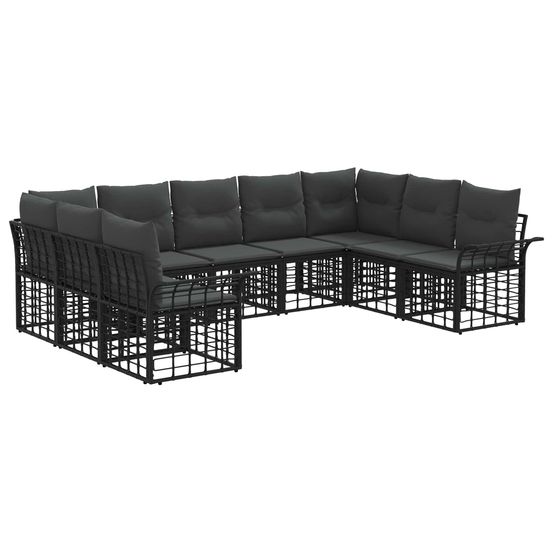 Ensemble de canapés d'extérieur 9 pc noir et gris foncé