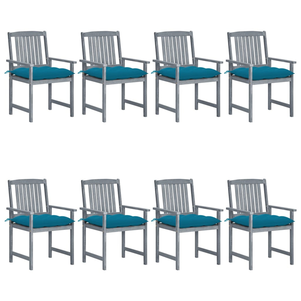 Chaises de jardin et coussins lot de 8 bois acacia solide gris