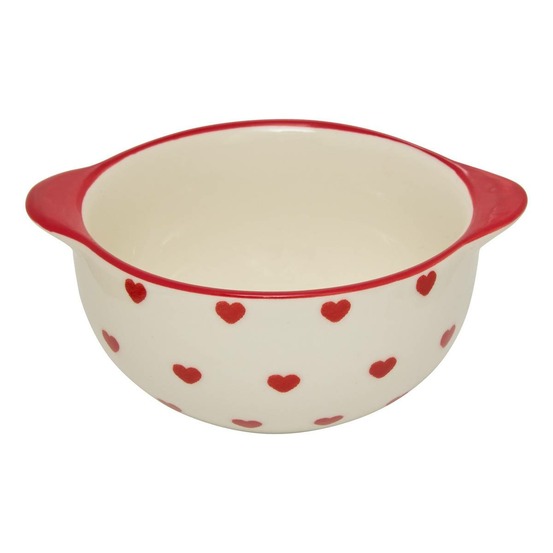 Bol motif coeurs valentine blanc et rouge