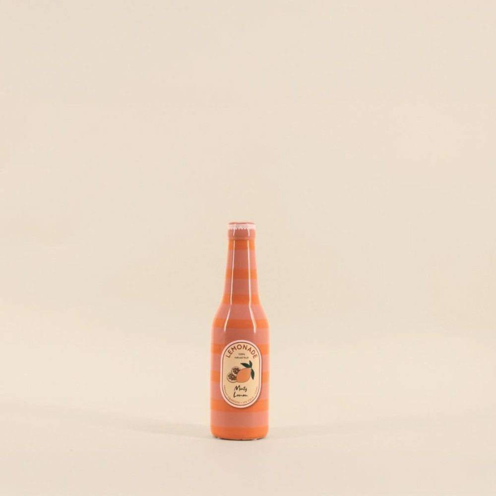 Vase bouteille limonade rose et orange, h24cm